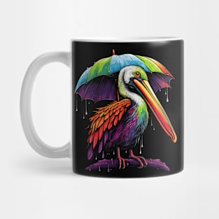 Pelican Rainy Day With Umbrella Mug